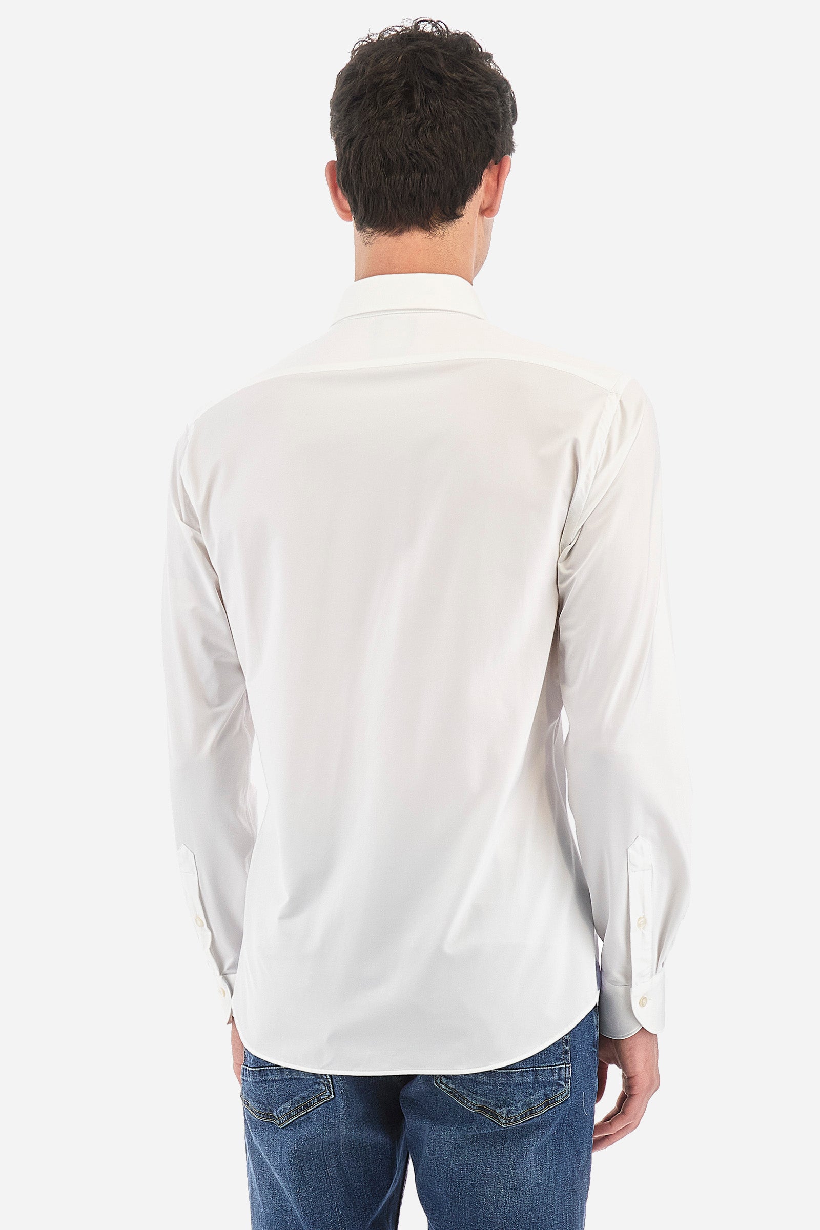 Chemise homme coupe ajustée en tissu synthétique à manches longues - Sindinio