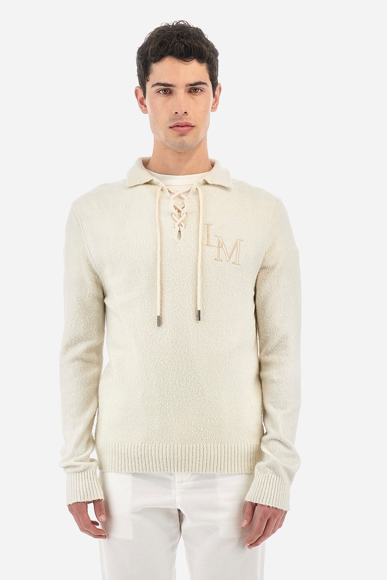 Felpa da uomo a maniche lunghe girocollo 100% cotone regular fit- Vitale - Off White