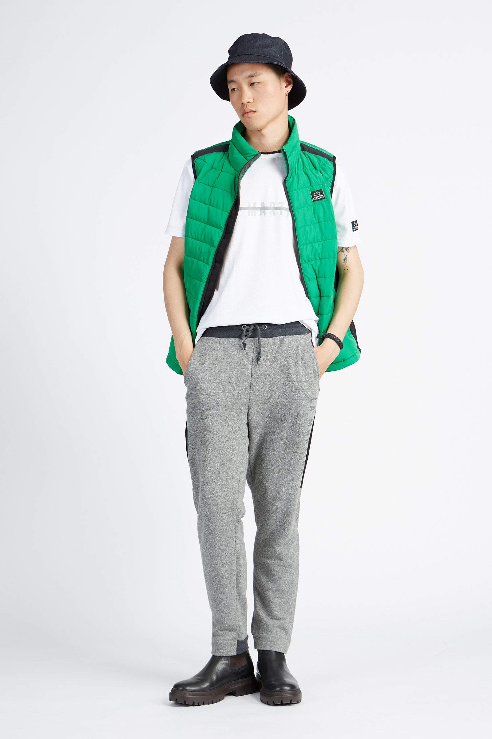 Giacca bomber senza maniche uomo full zip collo alto Logos - Varen - Jelly Bean