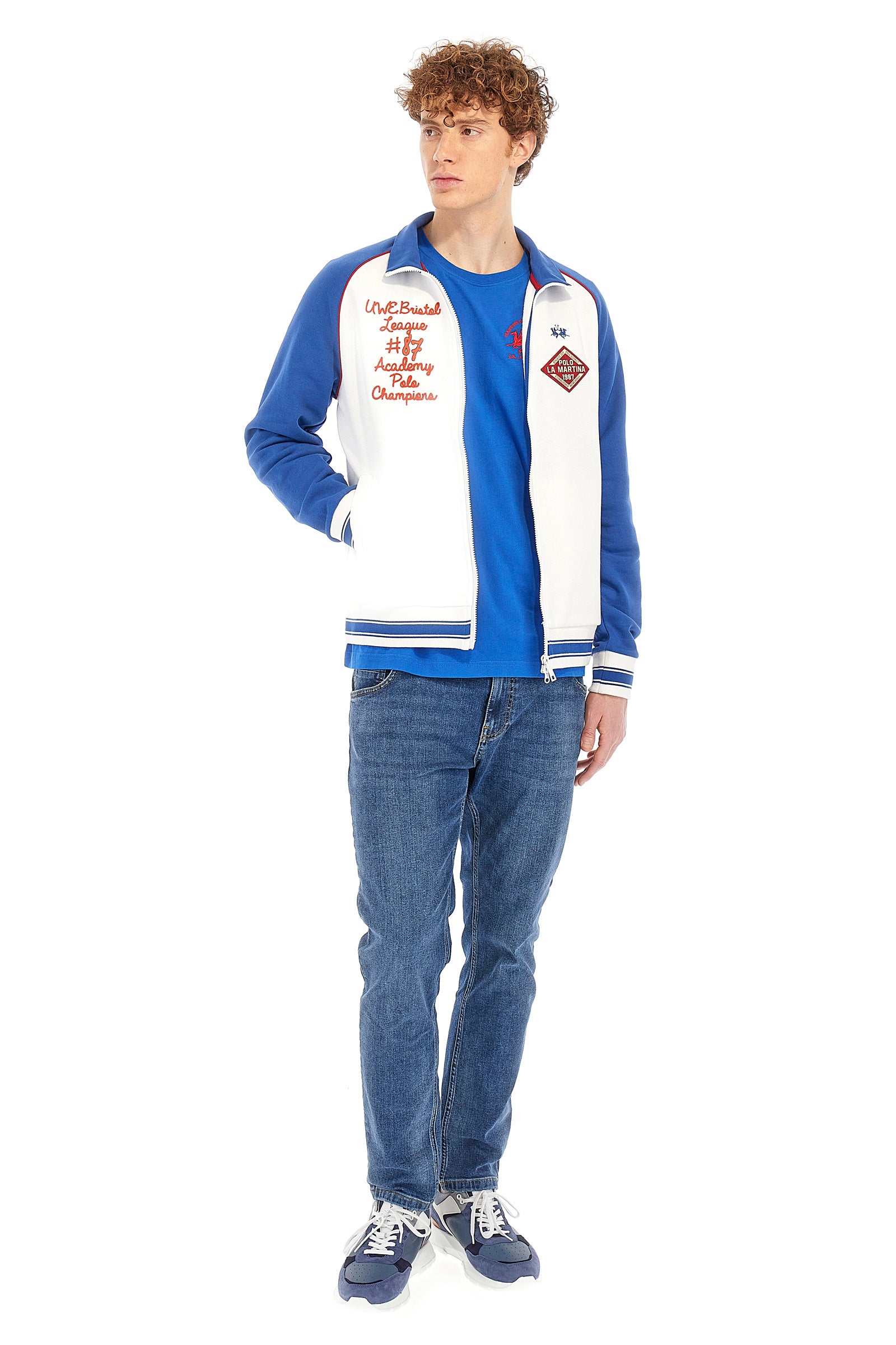 Felpa uomo regular fit - Willeen - OffWhite/TurkishBlue