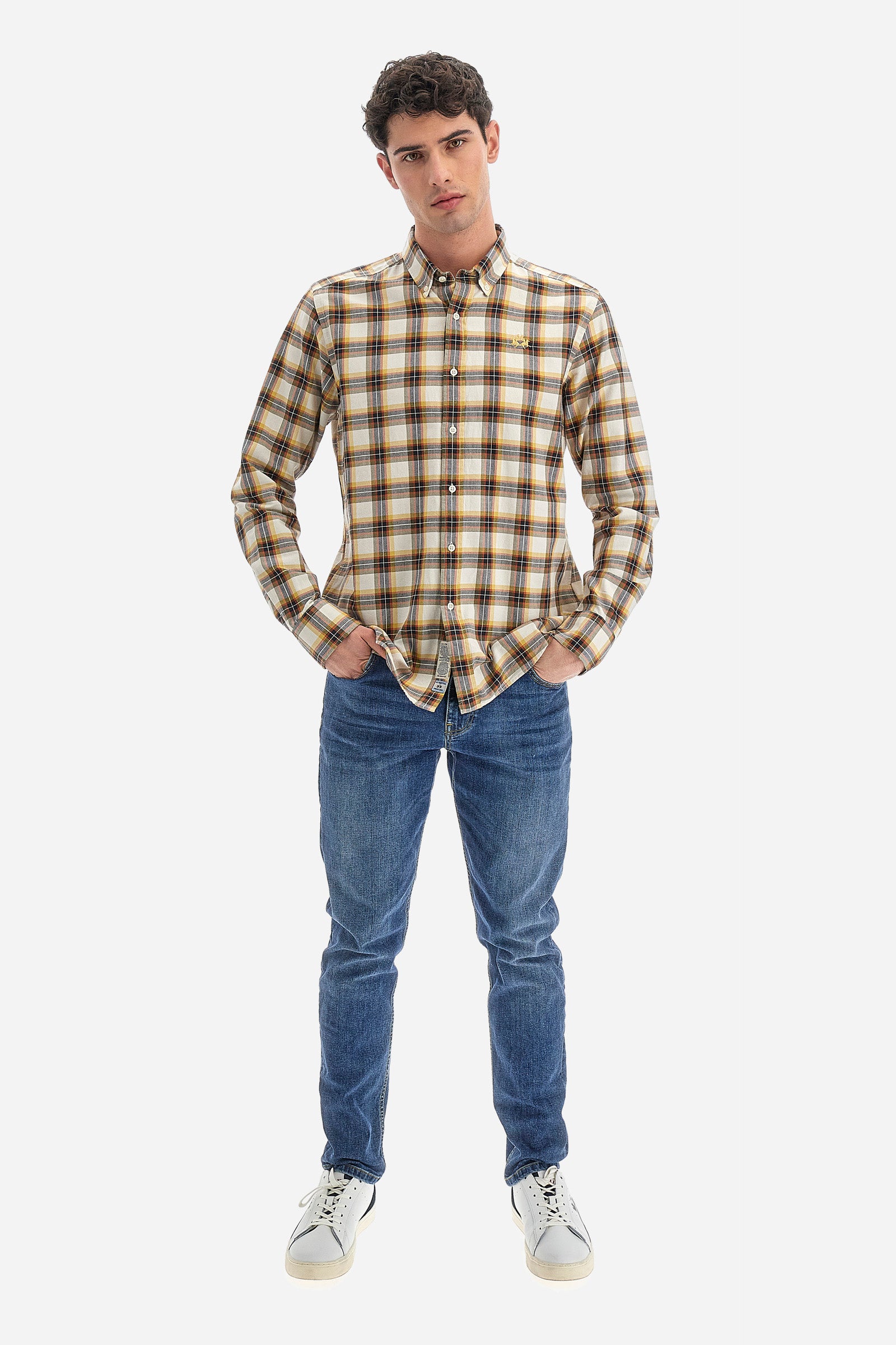 Camicia uomo regular fit - Rodolfo - OffWhite/Black/Pican