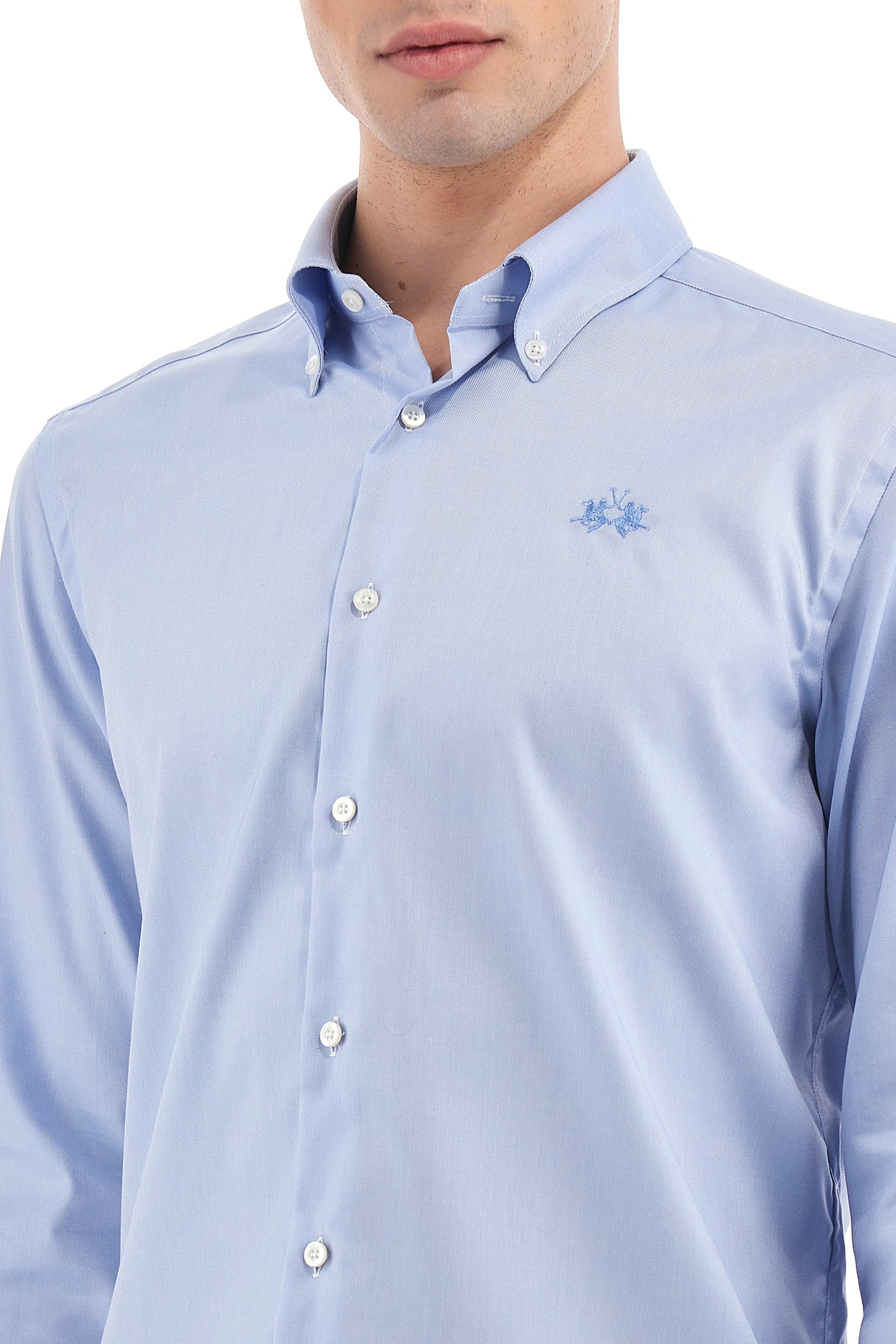 Camicia stile classico uomo in cotone maniche lunghe - Paternò - Cornflower blue