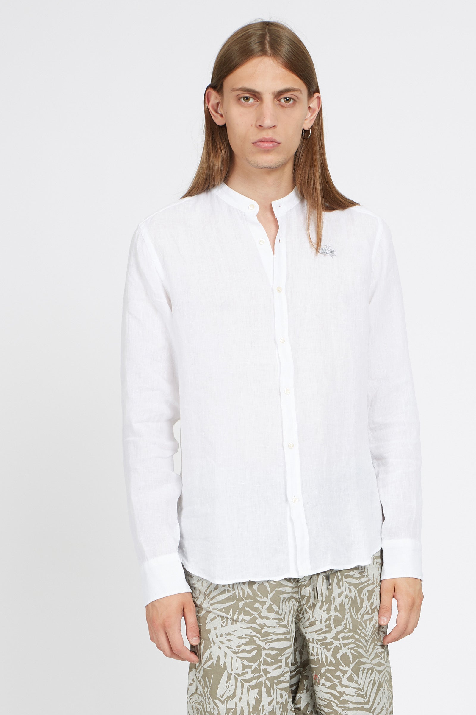 Camicia uomo a maniche lunghe 100% lino regular fit - Vimal - Optic White