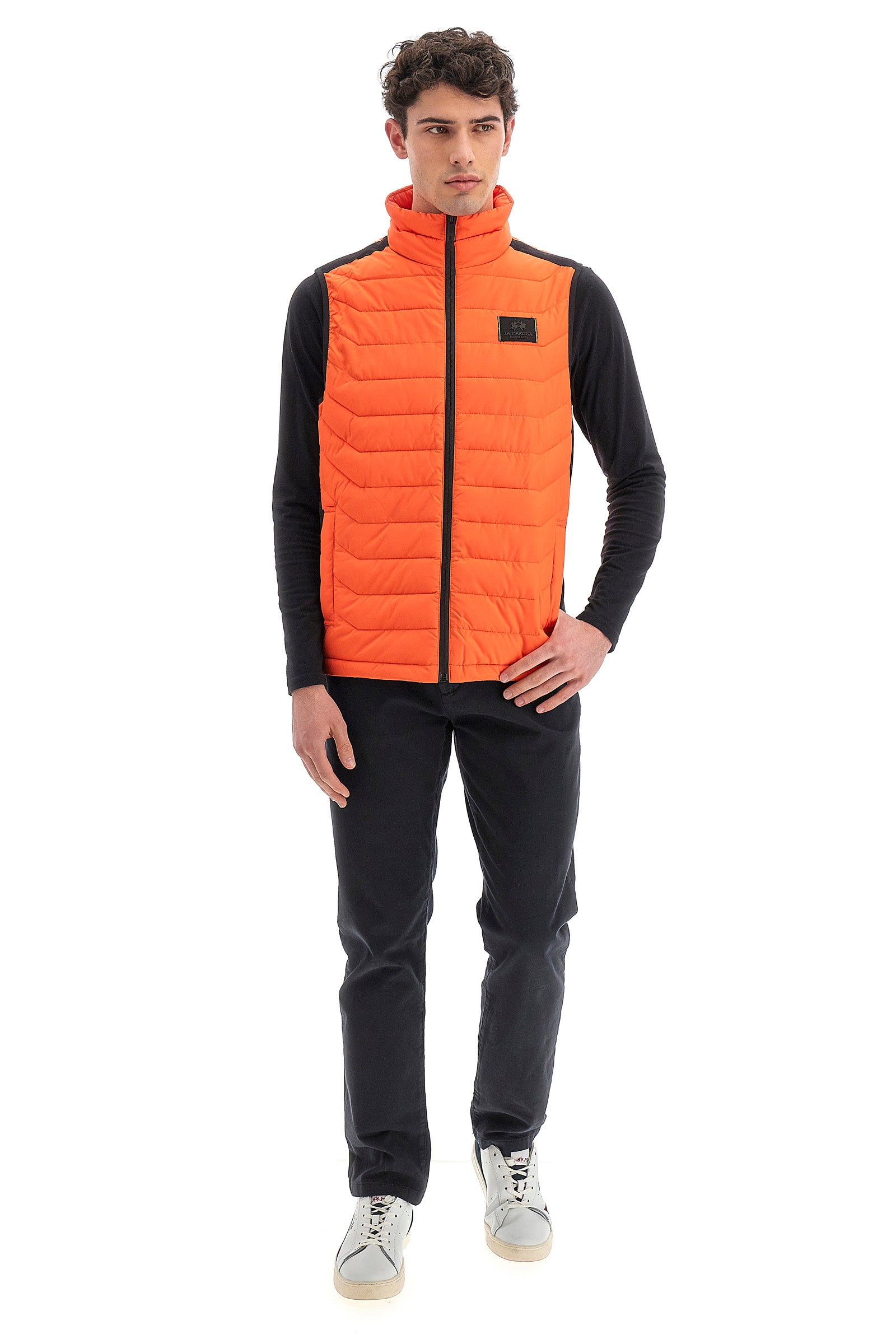 Giacca bomber senza maniche uomo full zip collo alto Logos - Varen - Flame