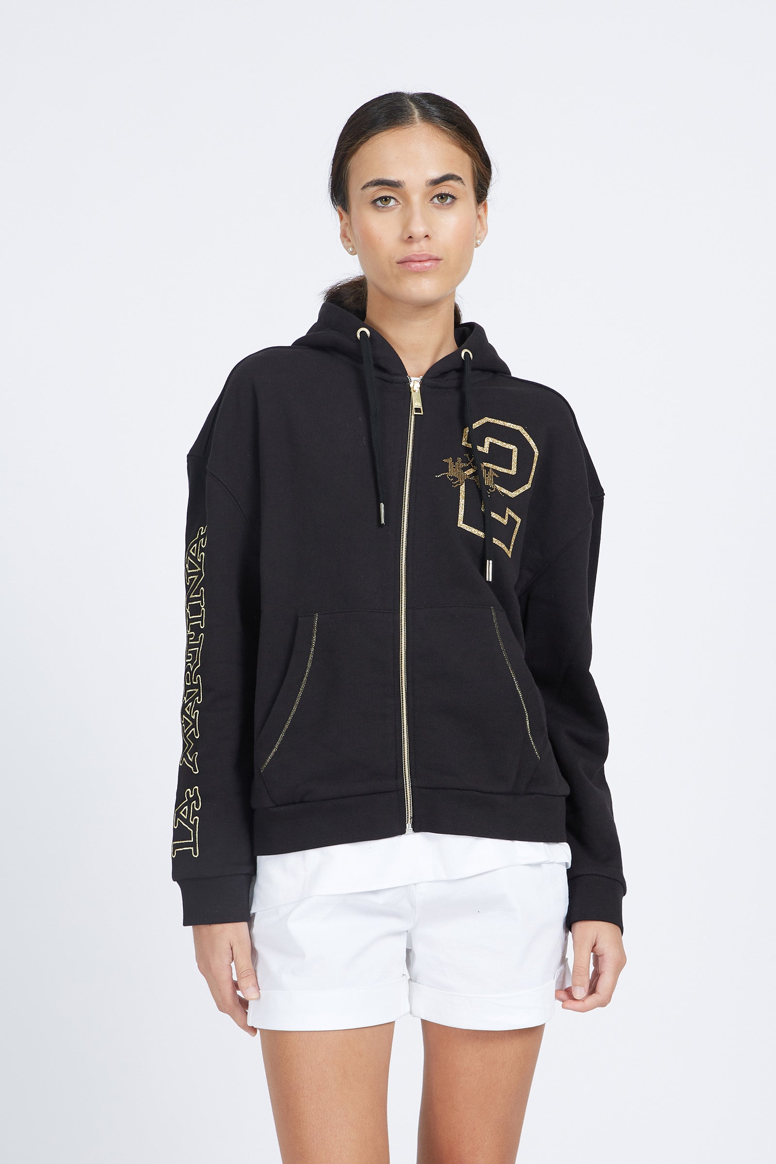 Felpa da donna misto cotone regular fit - Verge - Black