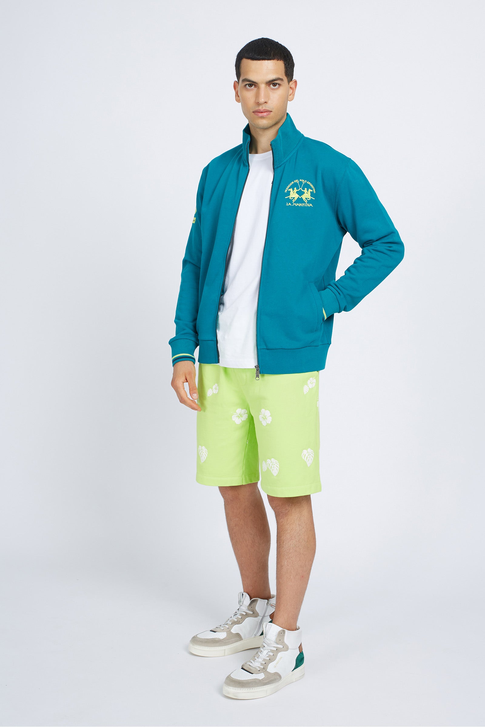Felpa da uomo a maniche lunghe misto cotone con zip regular fit- Rodas - Fanfare