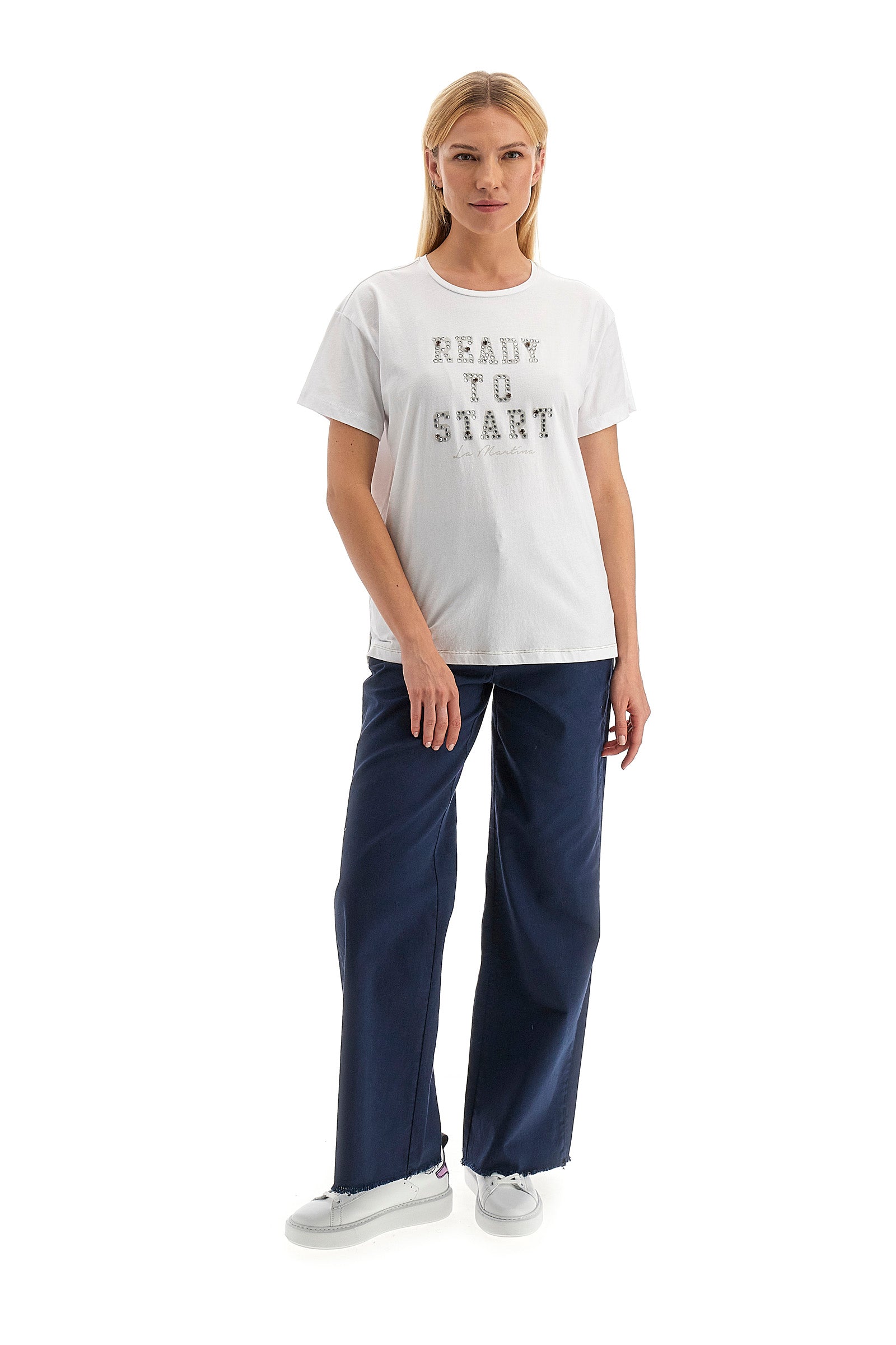 T-shirt da donna a maniche corte in cotone jersey regular fit - Veronne - Optic White