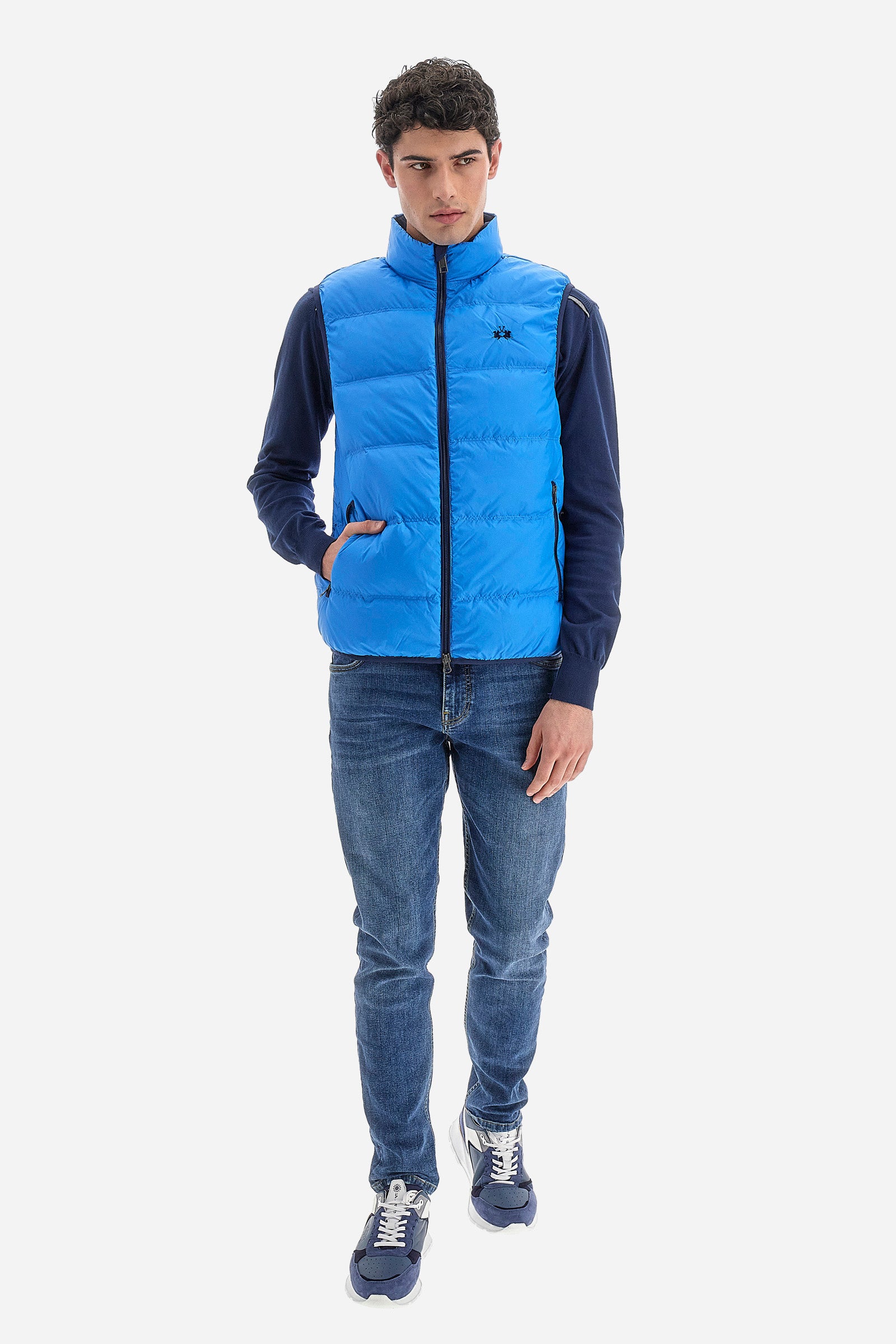 Gilet da uomo con zip regular fit- Velin - Azure Blue