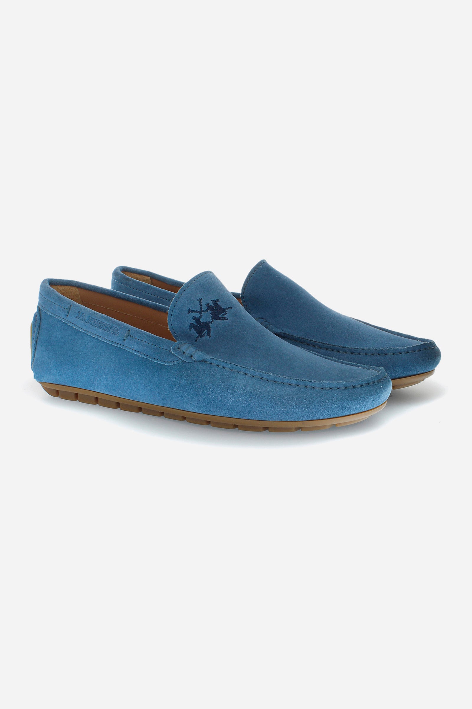 MAN SUEDE MOCCASIN - LIGHT BLUE