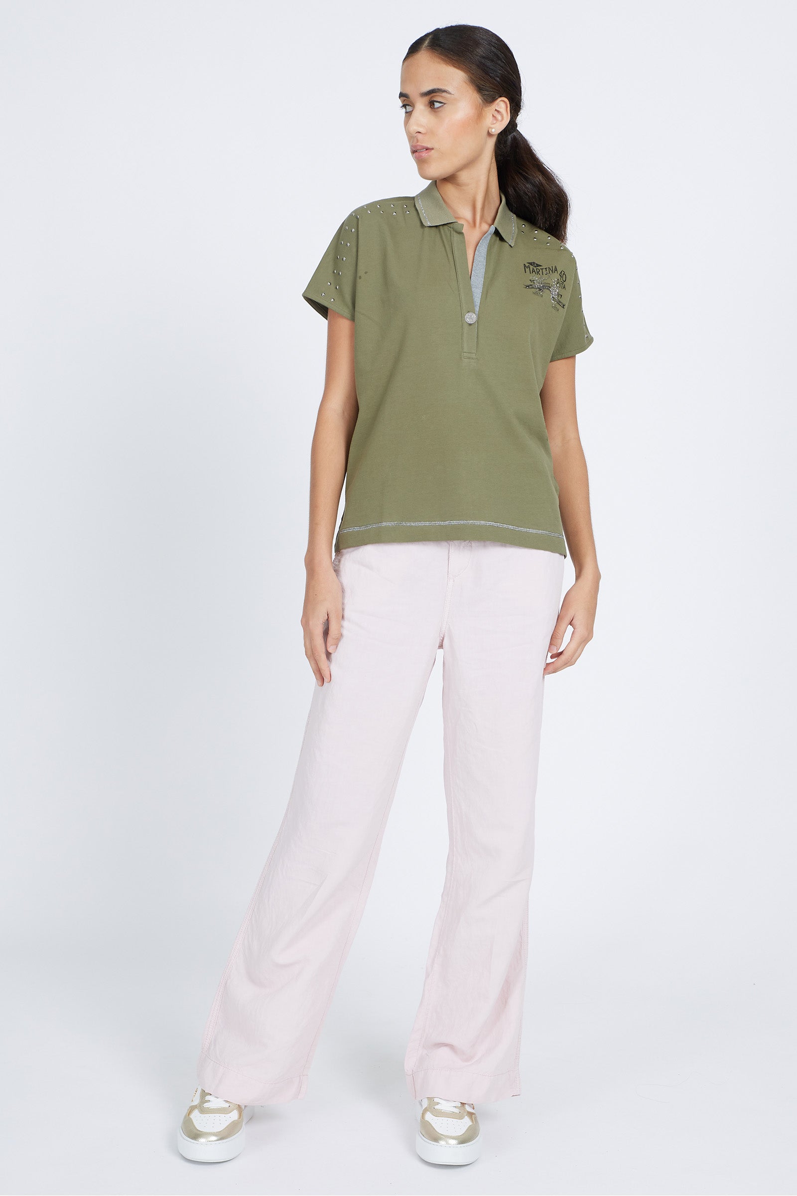 Polo donna in misto cotone regular fit - Vergil - Burnt Olive