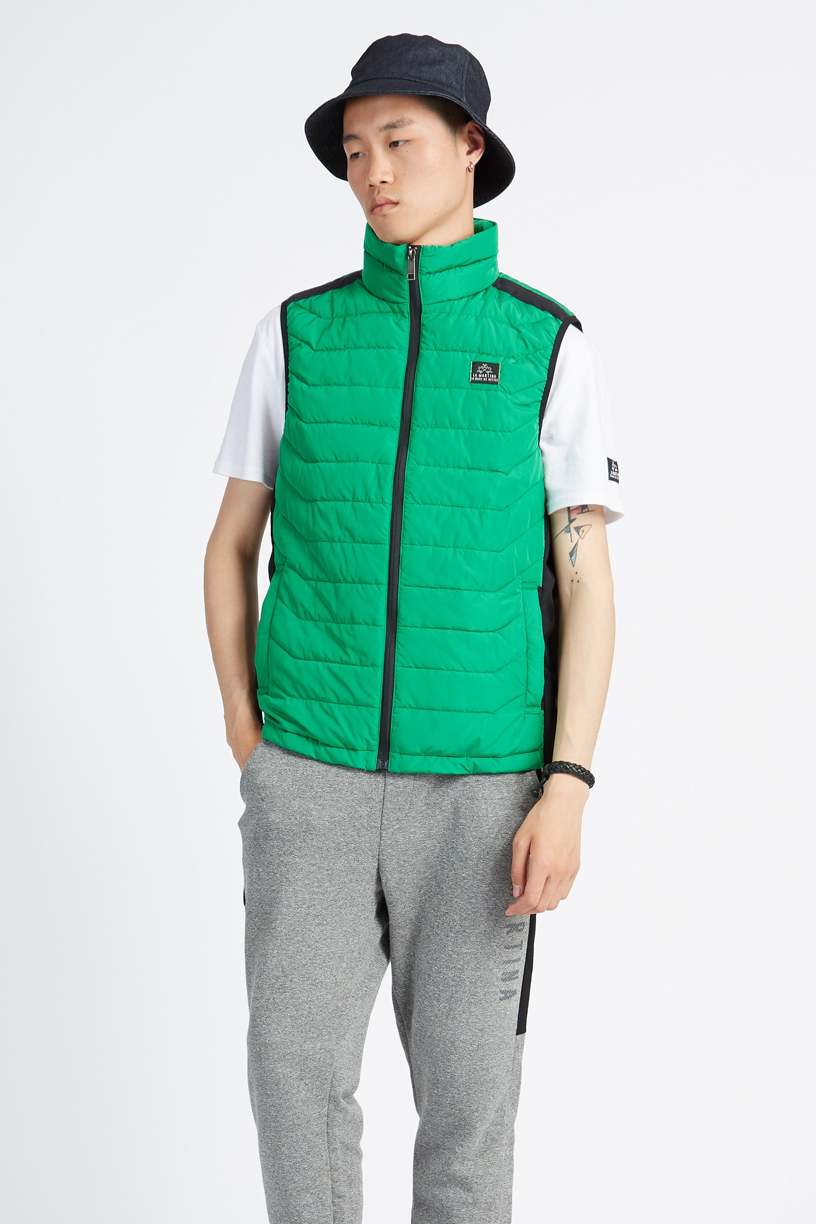 Giacca bomber senza maniche uomo full zip collo alto Logos - Varen - Jelly Bean