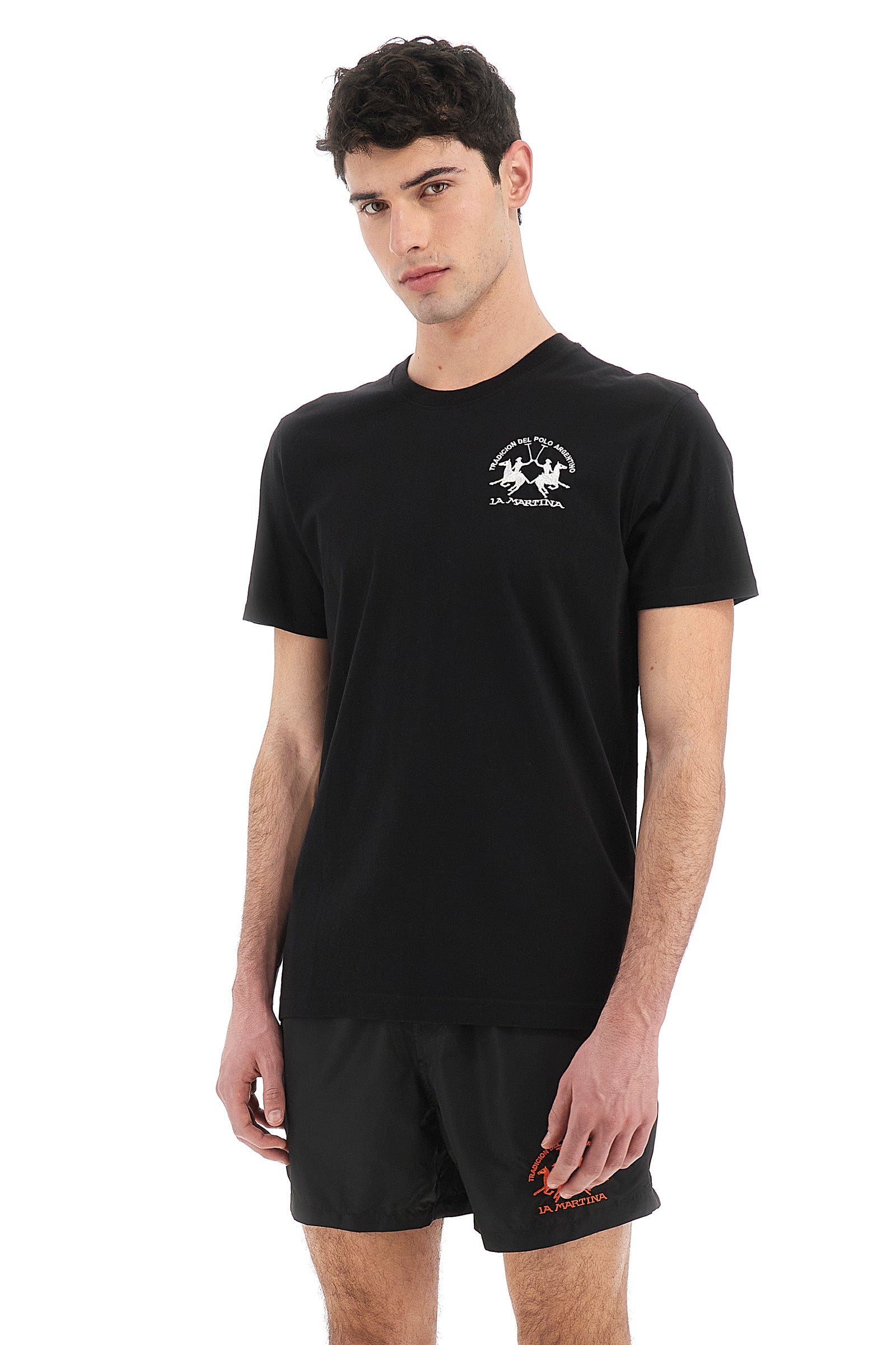 T-shirt da uomo a maniche corte 100% cotone regular fit- Vernie - Black