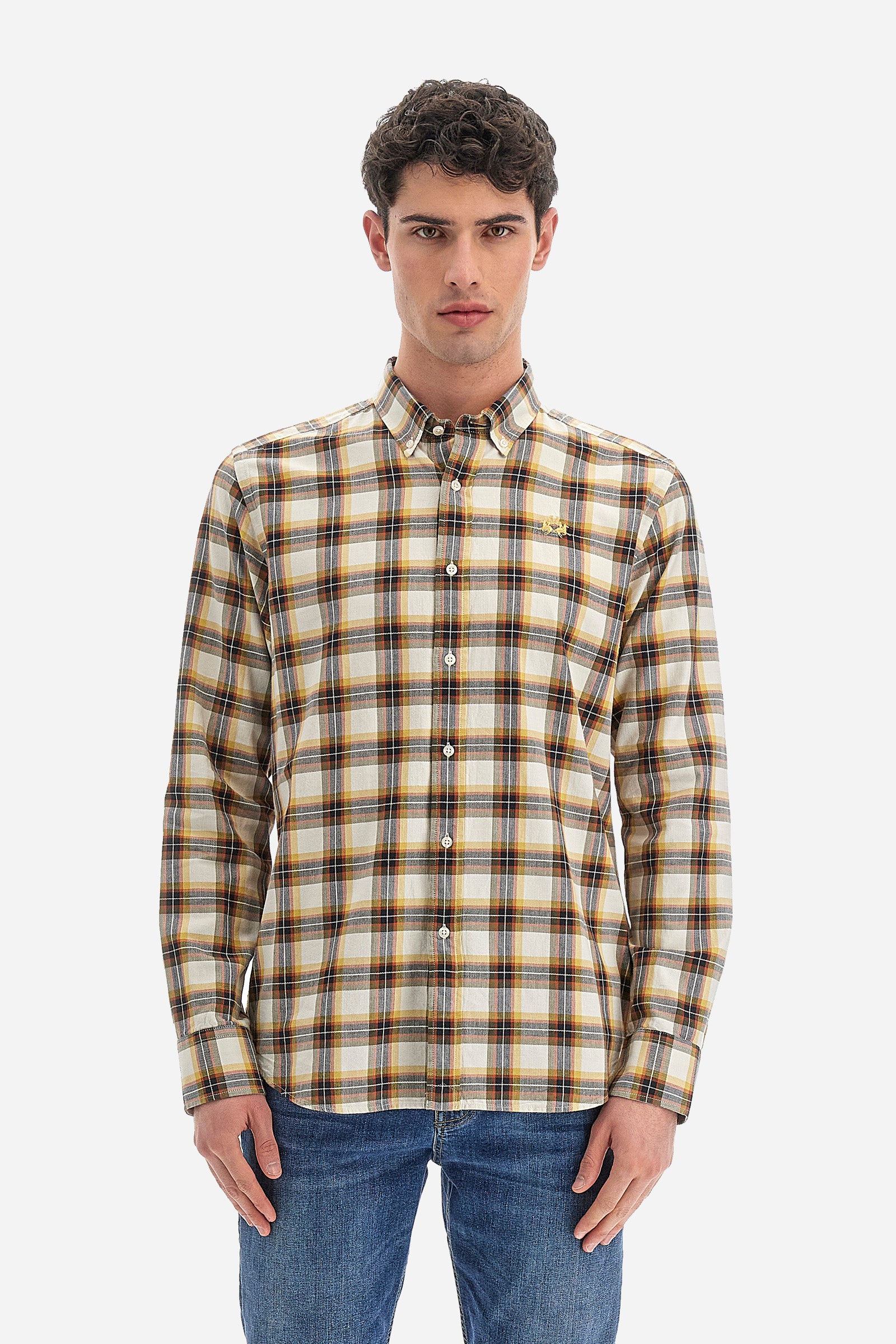 Camicia uomo regular fit - Rodolfo - OffWhite/Black/Pican