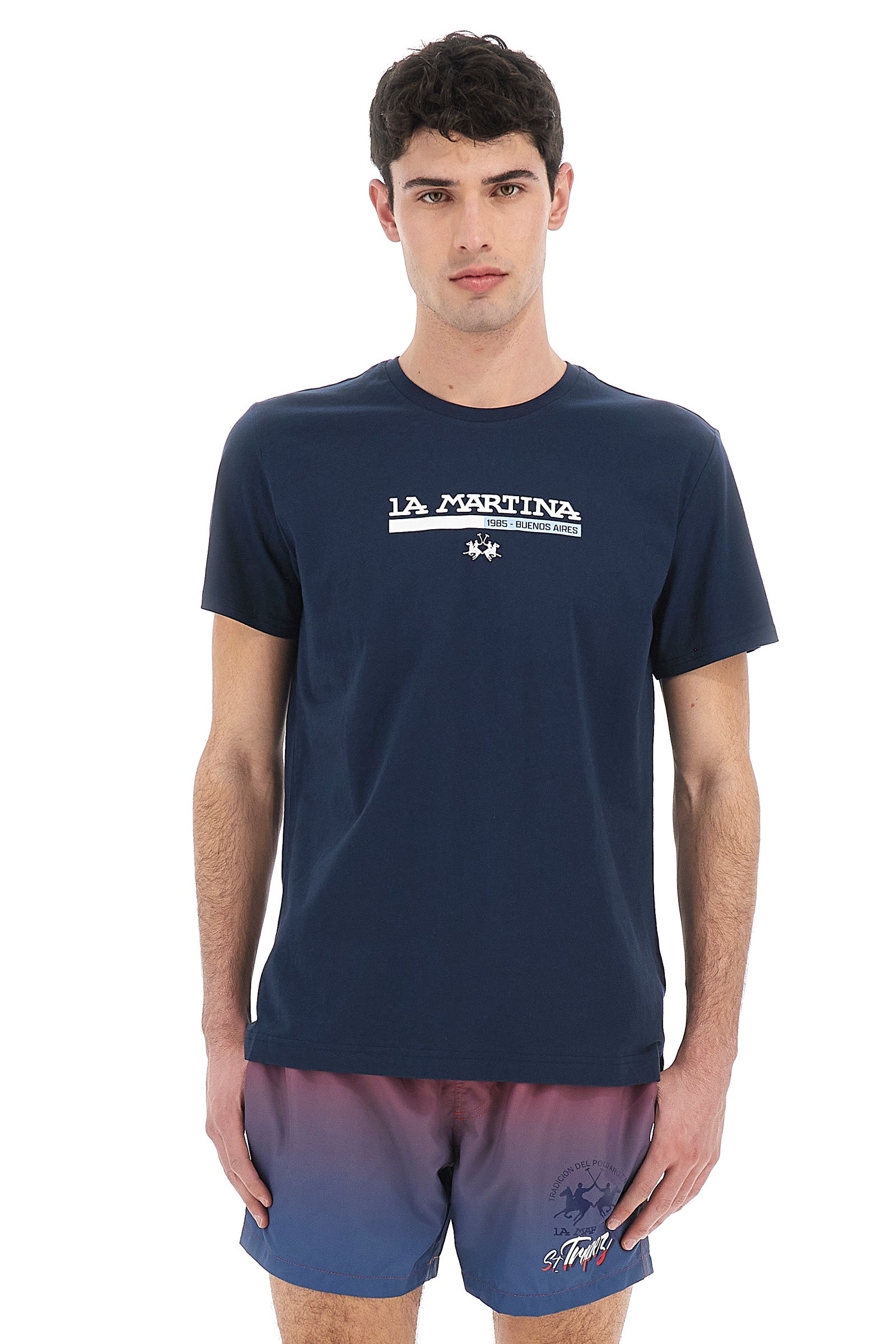 T-shirt da uomo a maniche corte 100% cotone regular fit- Vernin - Navy
