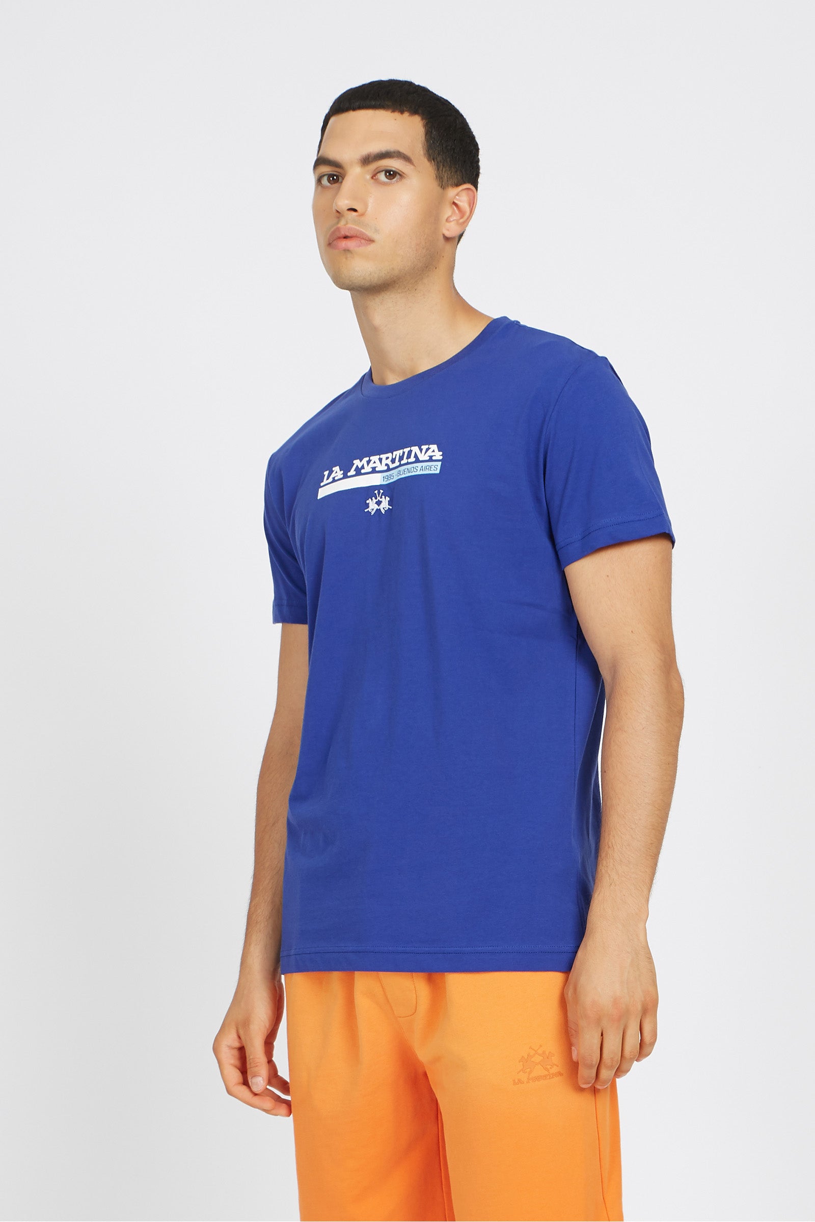 T-shirt da uomo a maniche corte 100% cotone regular fit- Vernin - Clematis Blue
