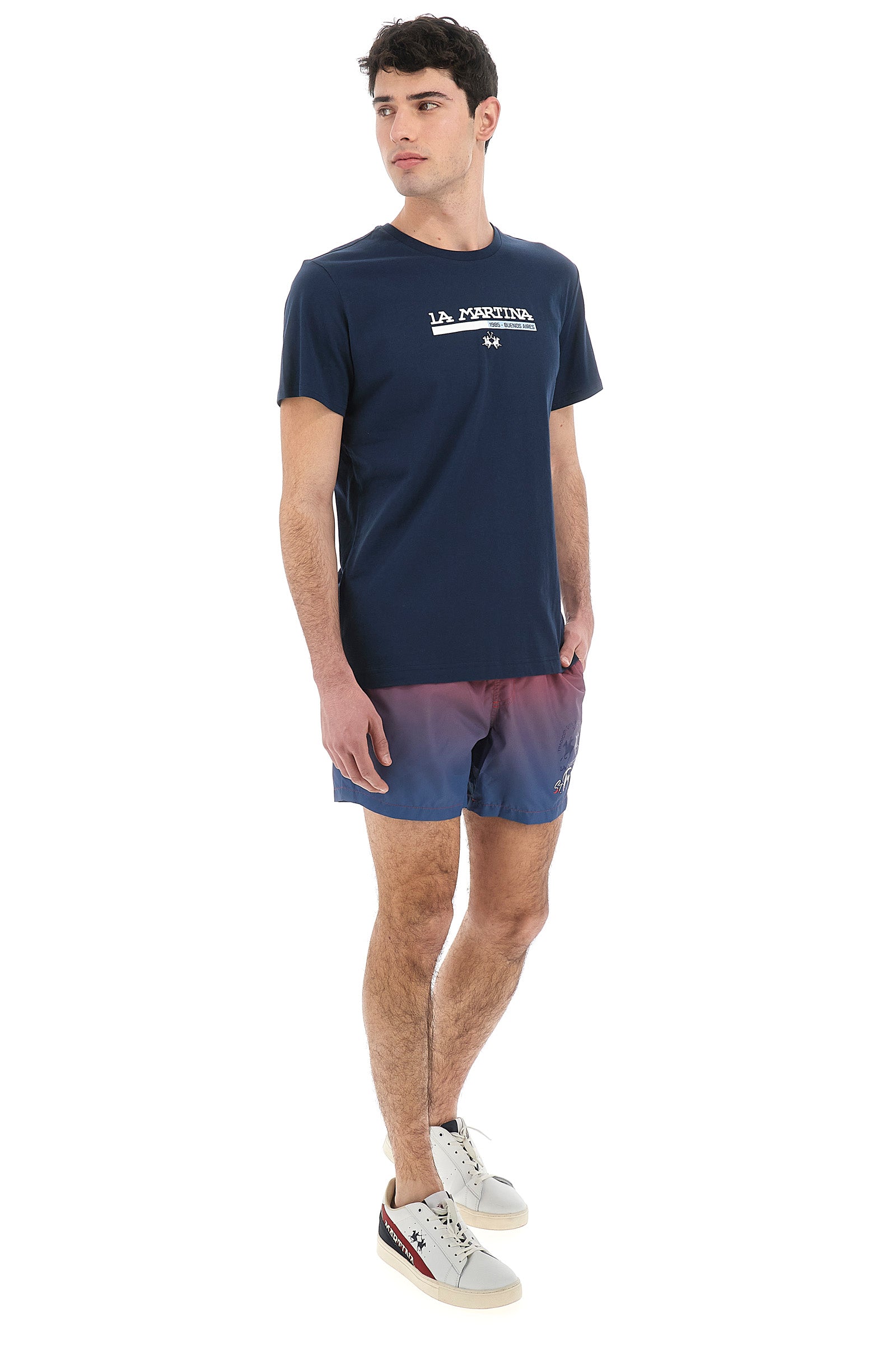 T-shirt da uomo a maniche corte 100% cotone regular fit- Vernin - Navy