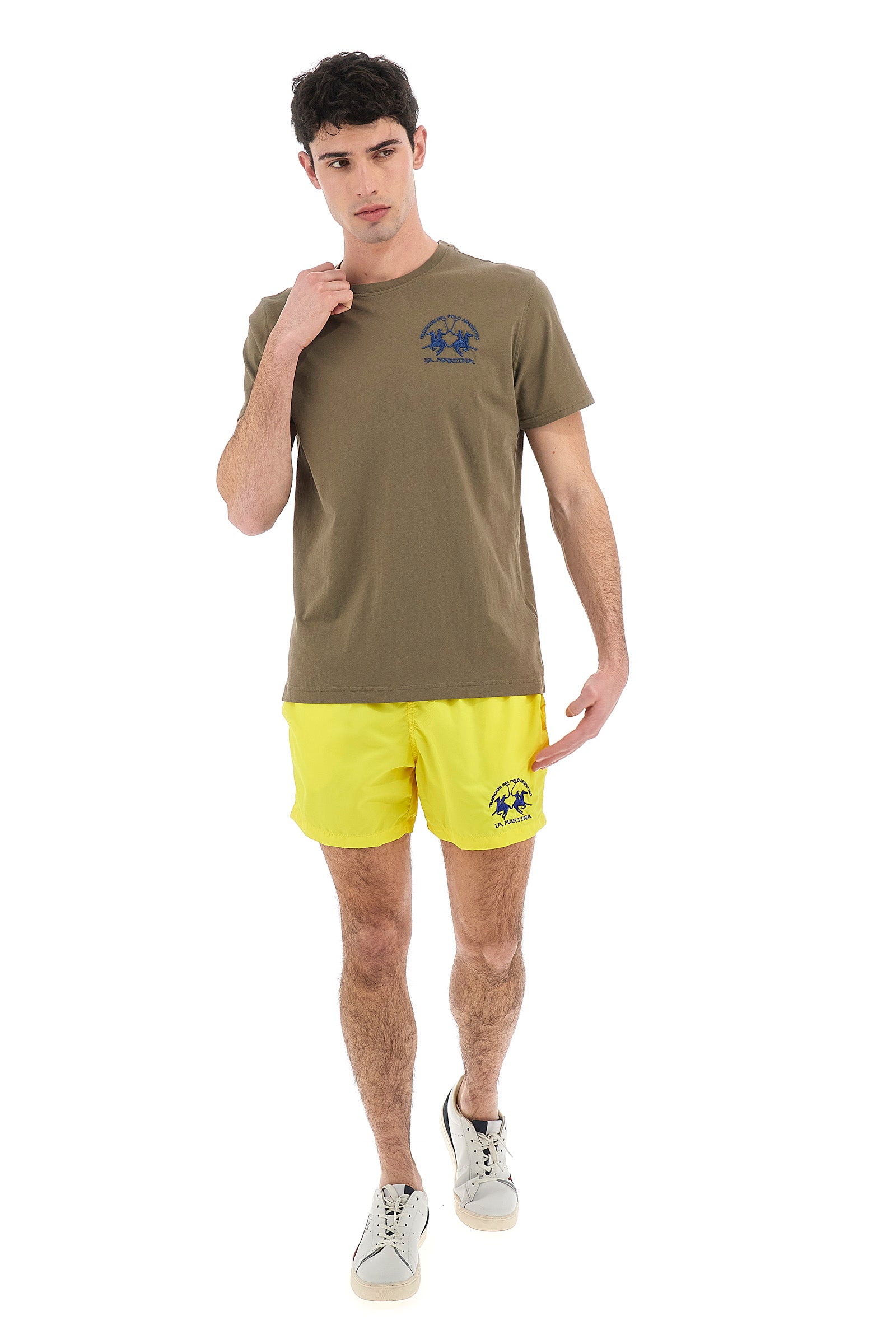 T-shirt da uomo a maniche corte 100% cotone regular fit- Vernie - Burnt Olive