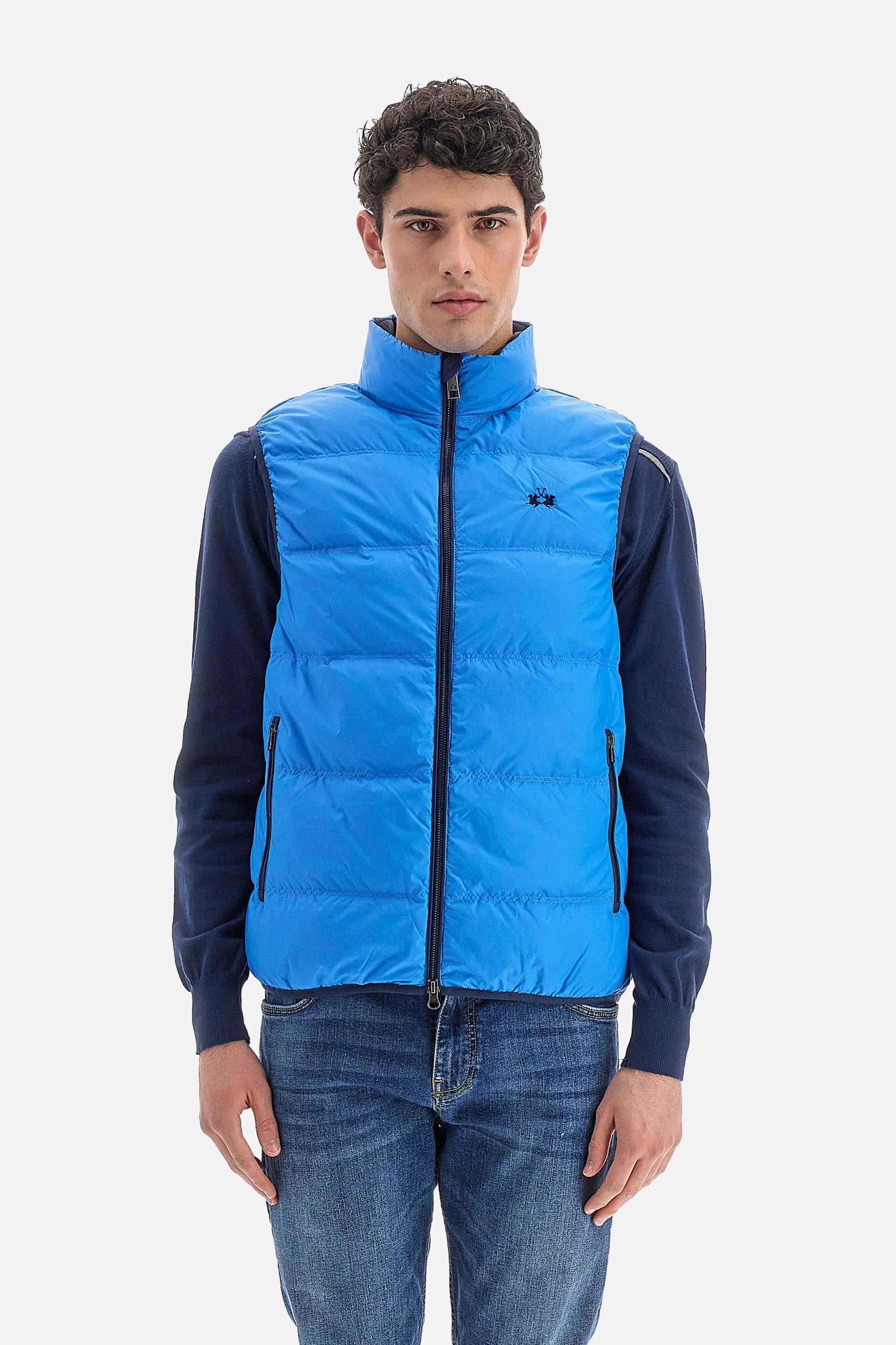 Gilet da uomo con zip regular fit- Velin - Azure Blue